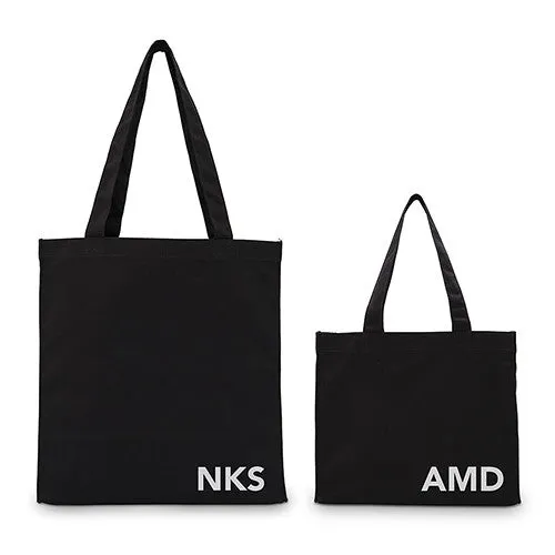 MODERN MONOGRAM BLACK CANVAS TOTE BAG