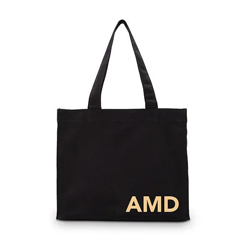 MODERN MONOGRAM BLACK CANVAS TOTE BAG