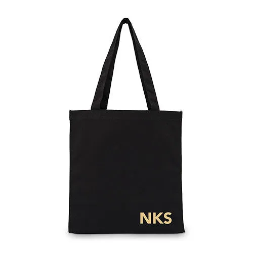 MODERN MONOGRAM BLACK CANVAS TOTE BAG