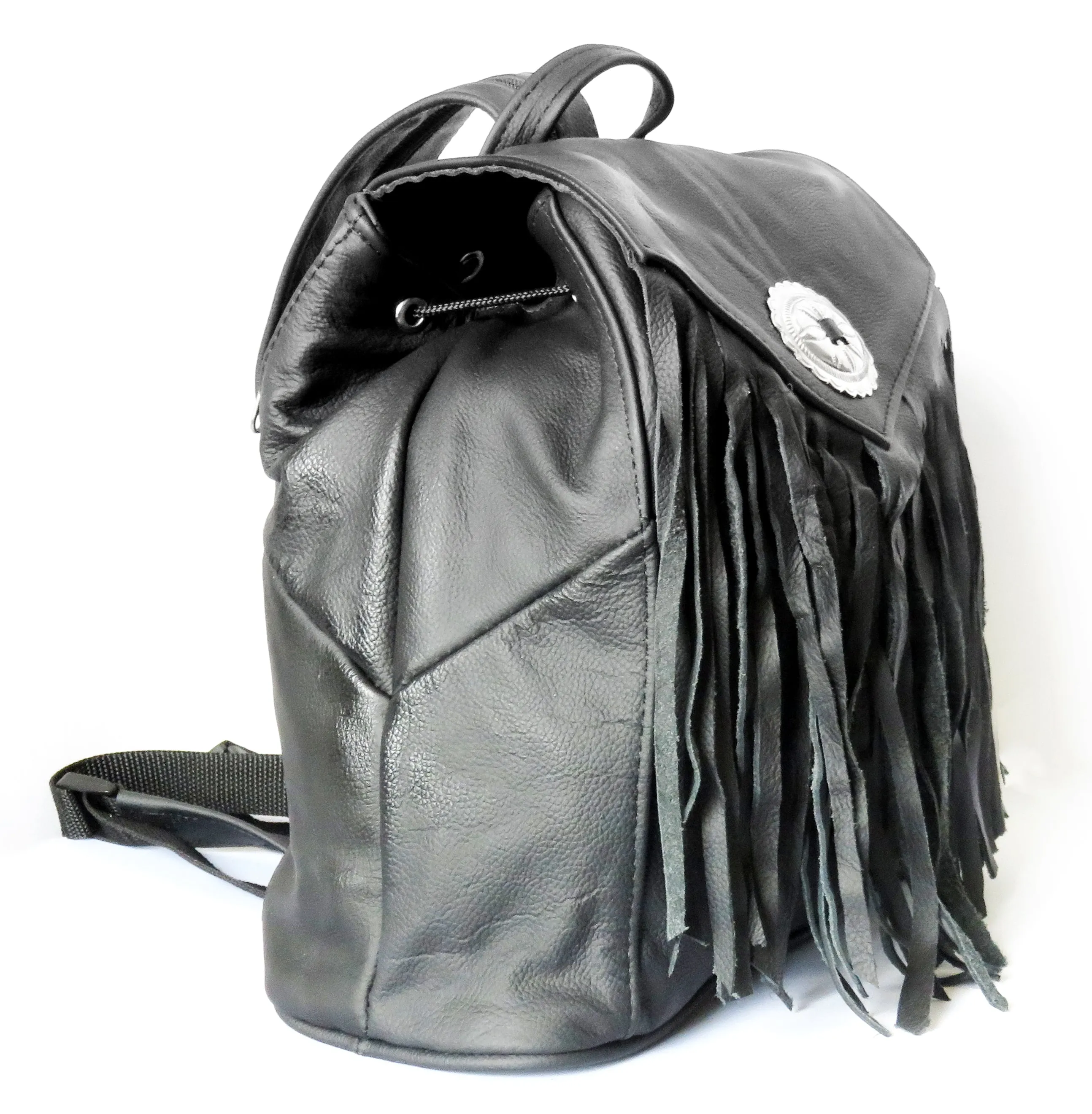 More Space. Better Utility. Black Leather Backpack