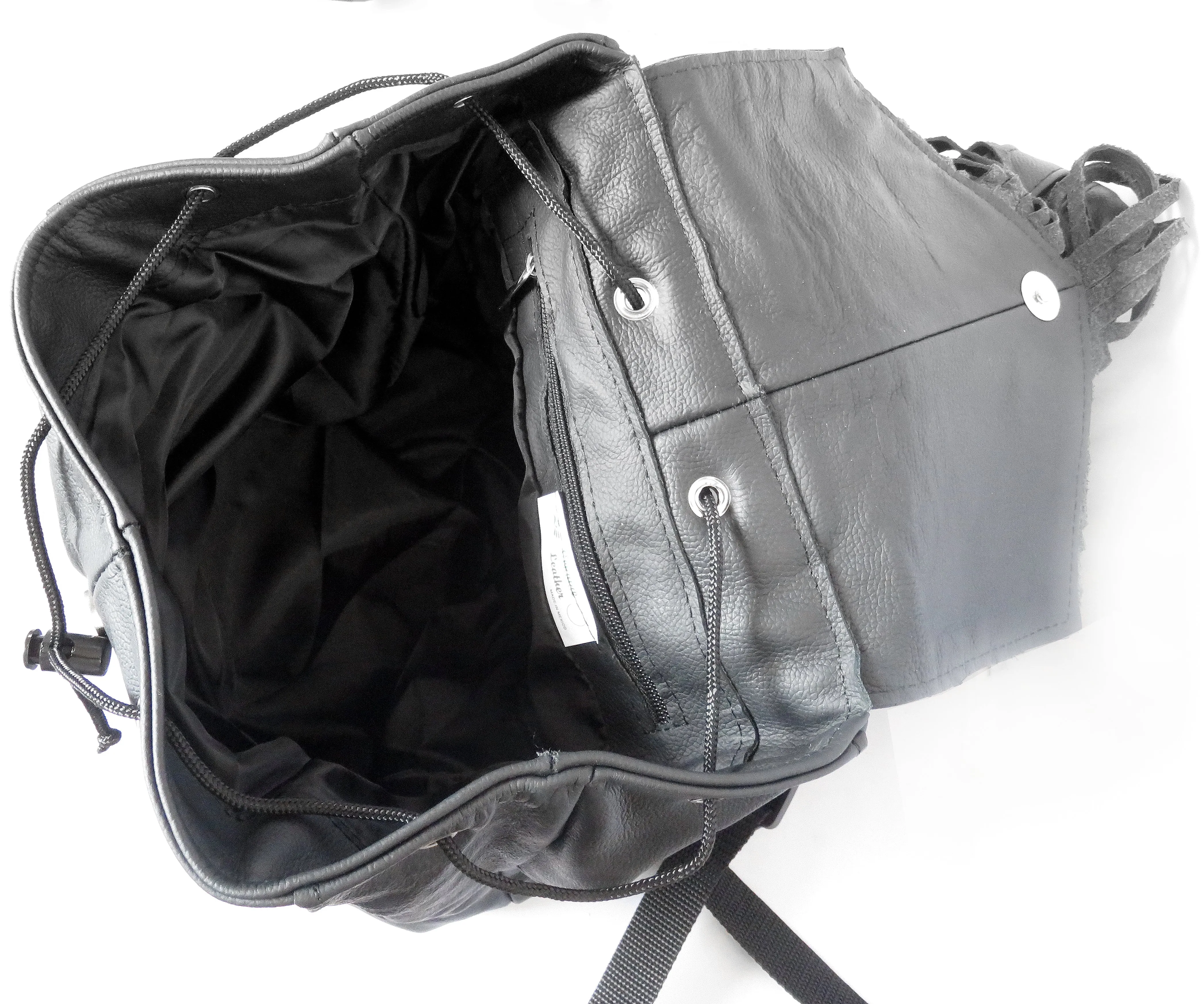 More Space. Better Utility. Black Leather Backpack