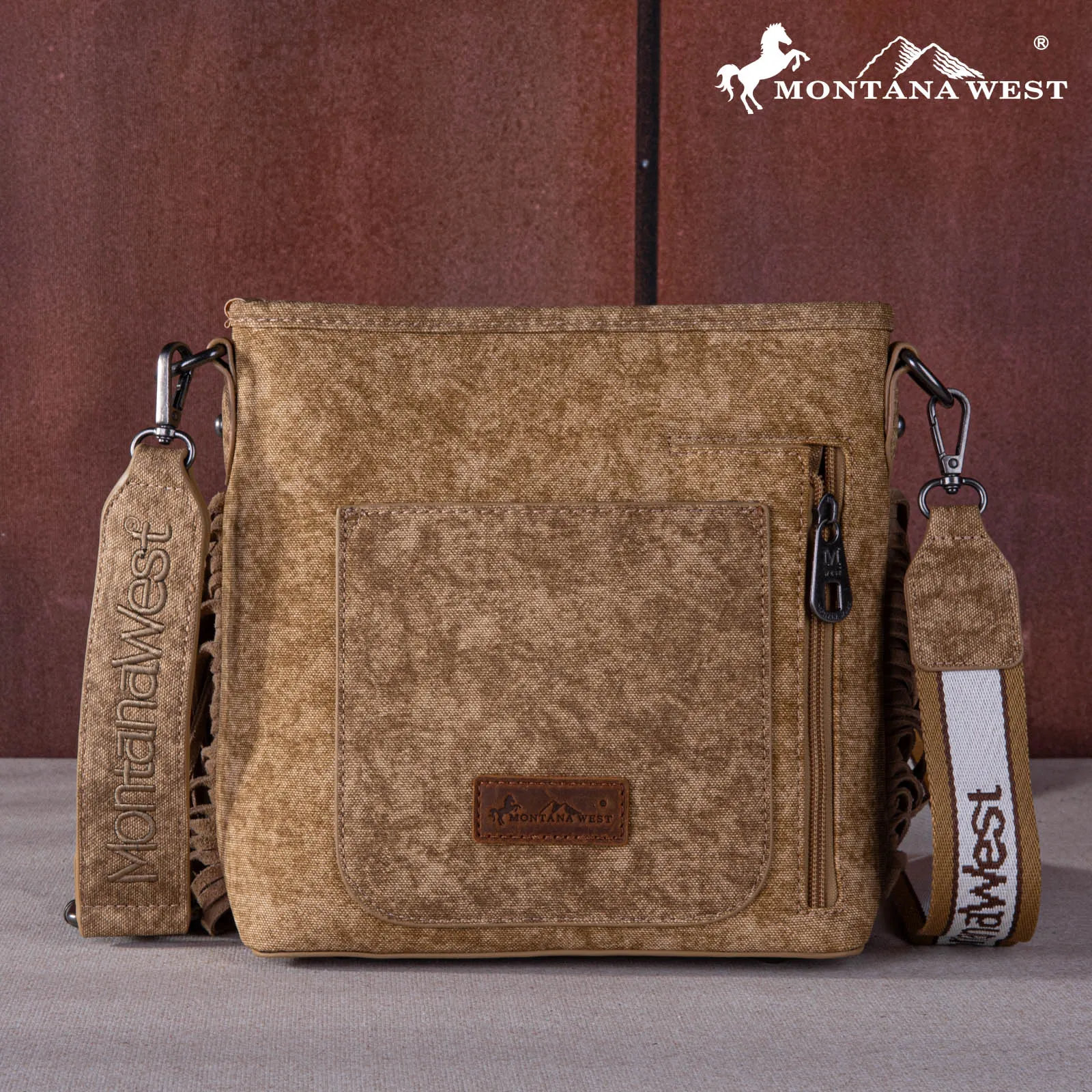 MW1255G-9360   Montana West Concho Tassel Concealed Carry Crossbody - Brown