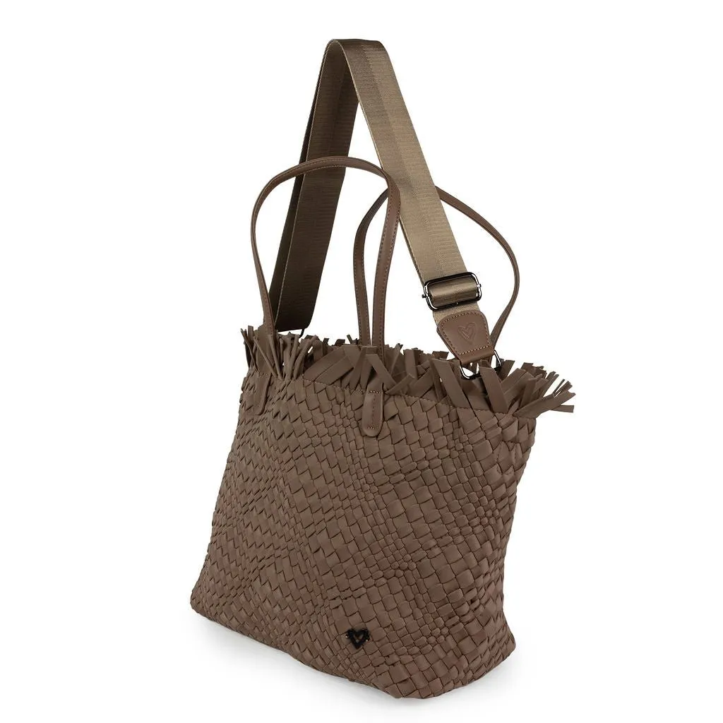 NEW: Vulcan Woven Large Tote (Fringed Top) - Buff