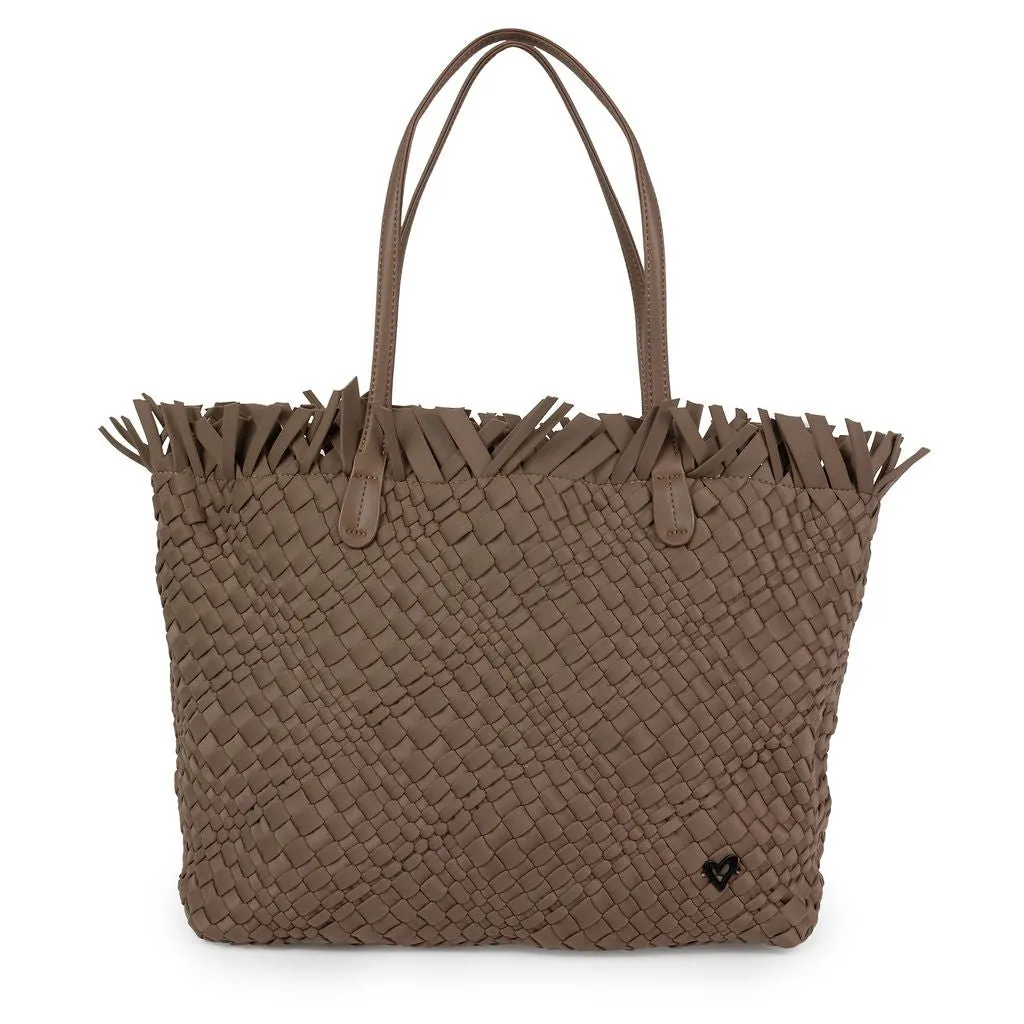 NEW: Vulcan Woven Large Tote (Fringed Top) - Buff