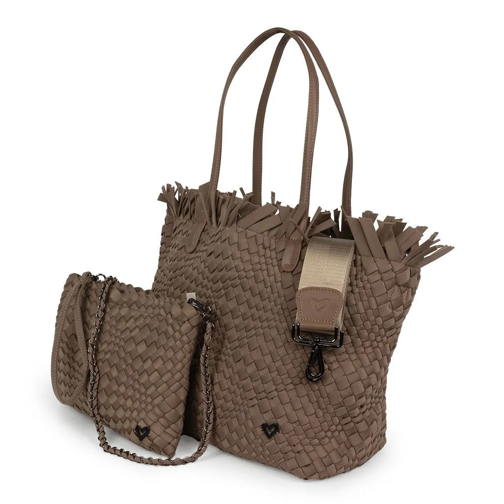 NEW: Vulcan Woven Large Tote (Fringed Top) - Buff