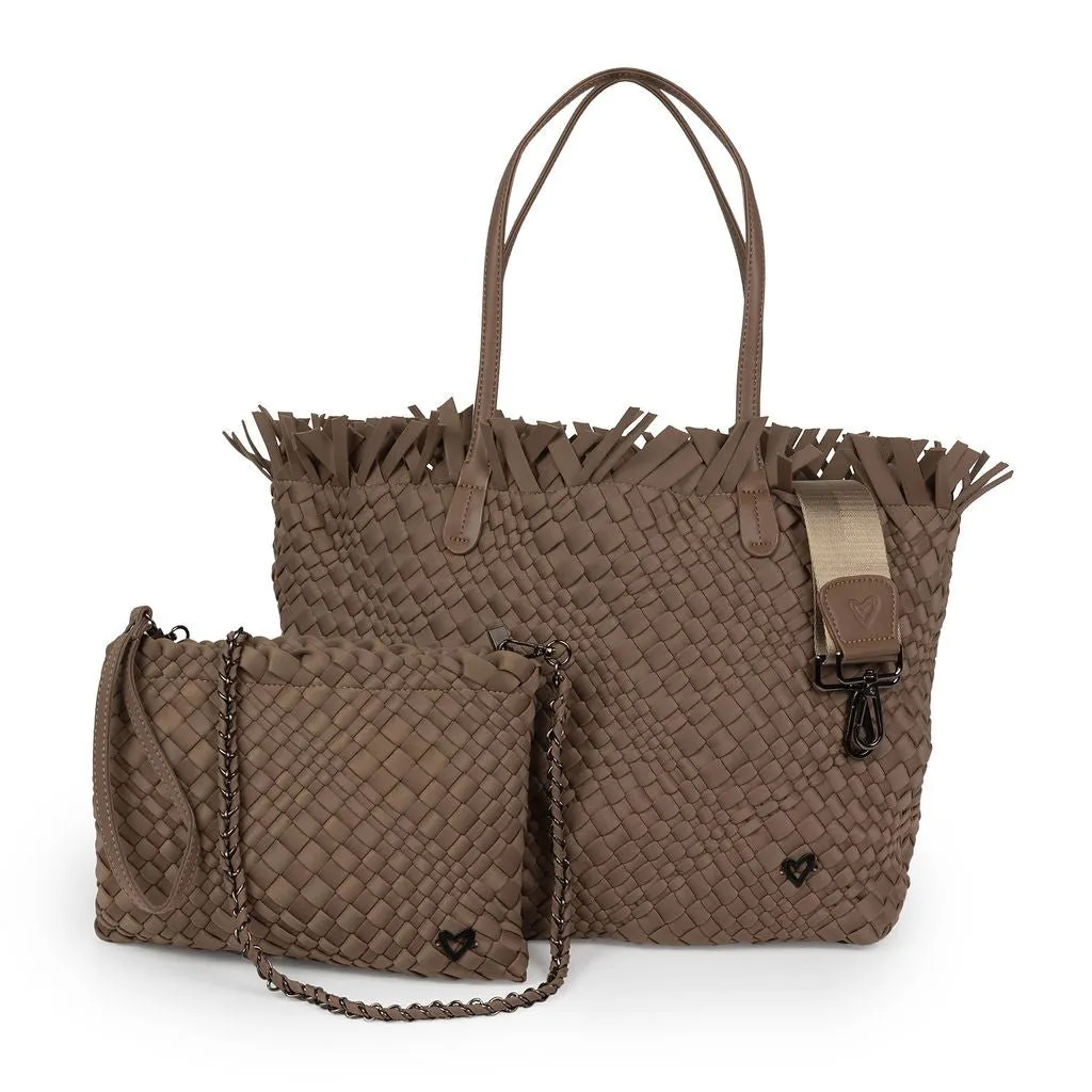 NEW: Vulcan Woven Large Tote (Fringed Top) - Buff