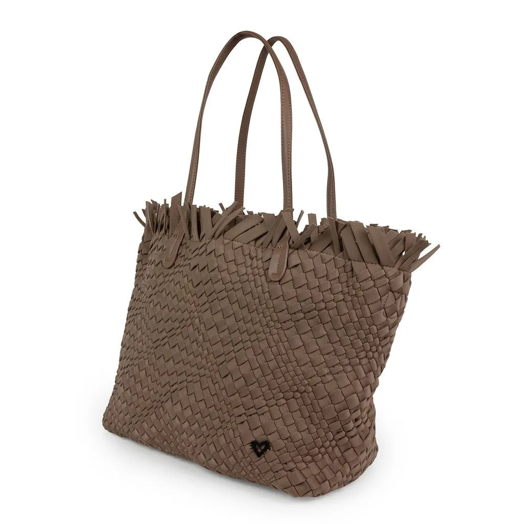 NEW: Vulcan Woven Large Tote (Fringed Top) - Buff