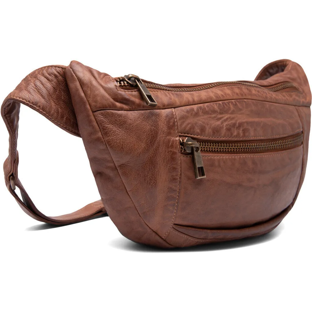 Oversize leather bumbag in high and soft quality / 13860 - Chestnut