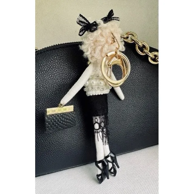 Parisian Doll Keyring Bag Charm - Glamour Pearls