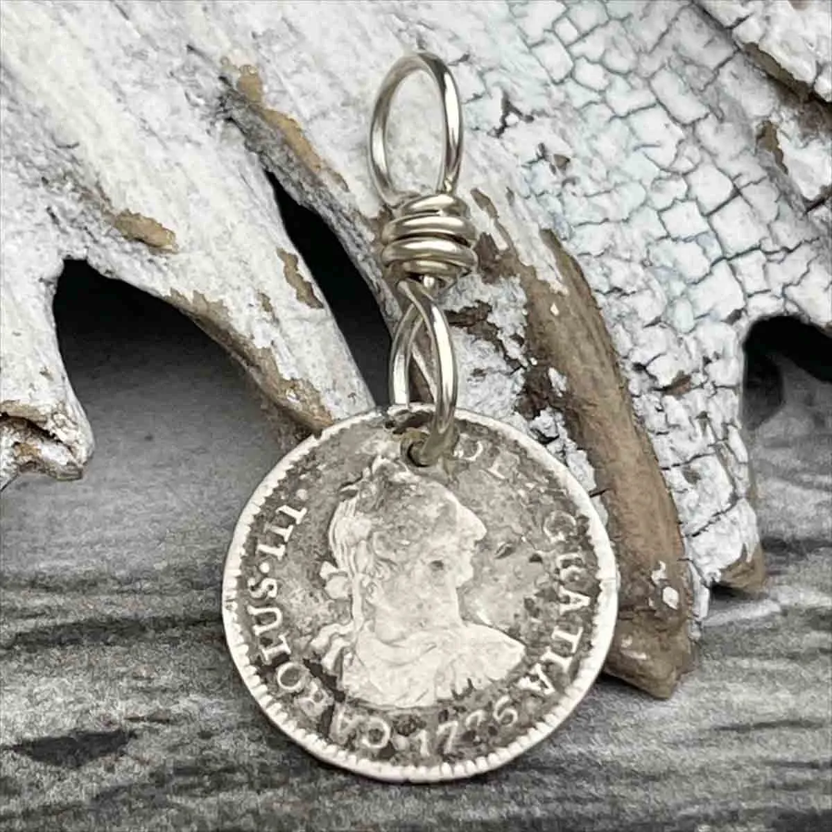 Pirate Chic Silver Half Reale Spanish Portrait Dollar Dated 1775 - the Legendary "Piece of Eight" Pendant | Artifact #8833