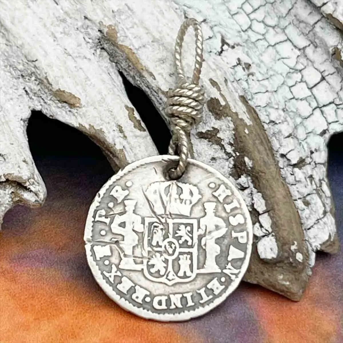 Pirate Chic Silver Half Reale Spanish Portrait Dollar Dated 1780 - the Legendary "Piece of Eight" Pendant | Artifact #8825