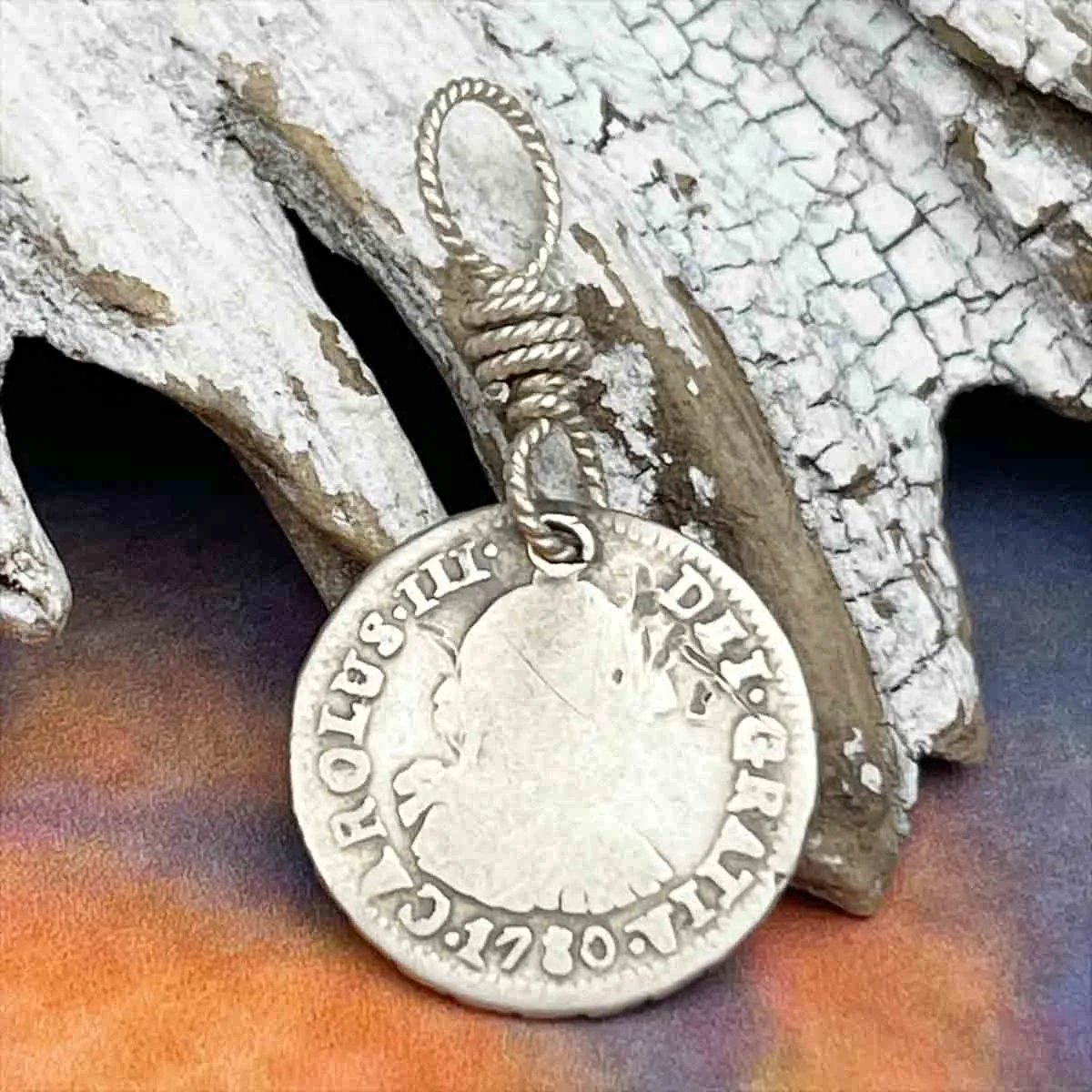 Pirate Chic Silver Half Reale Spanish Portrait Dollar Dated 1780 - the Legendary "Piece of Eight" Pendant | Artifact #8825