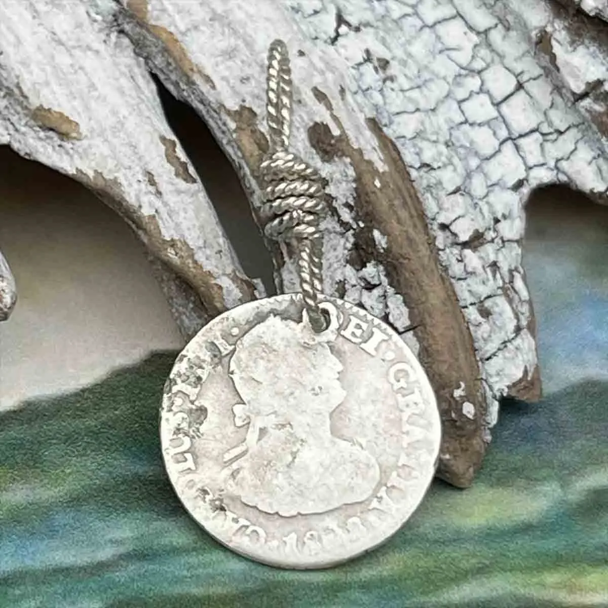 Pirate Chic Silver Half Reale Spanish Portrait Dollar Dated 1808 - the Legendary "Piece of Eight" Pendant | Artifact #8828