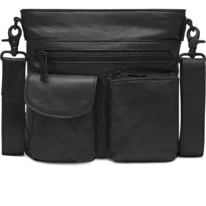 Raw and nice crossbody bag in soft leather / 15350 - Black / Black