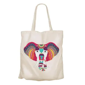 Recycled Cotton Tote Shopping Bag by Shared Earth - Elephant Mandala