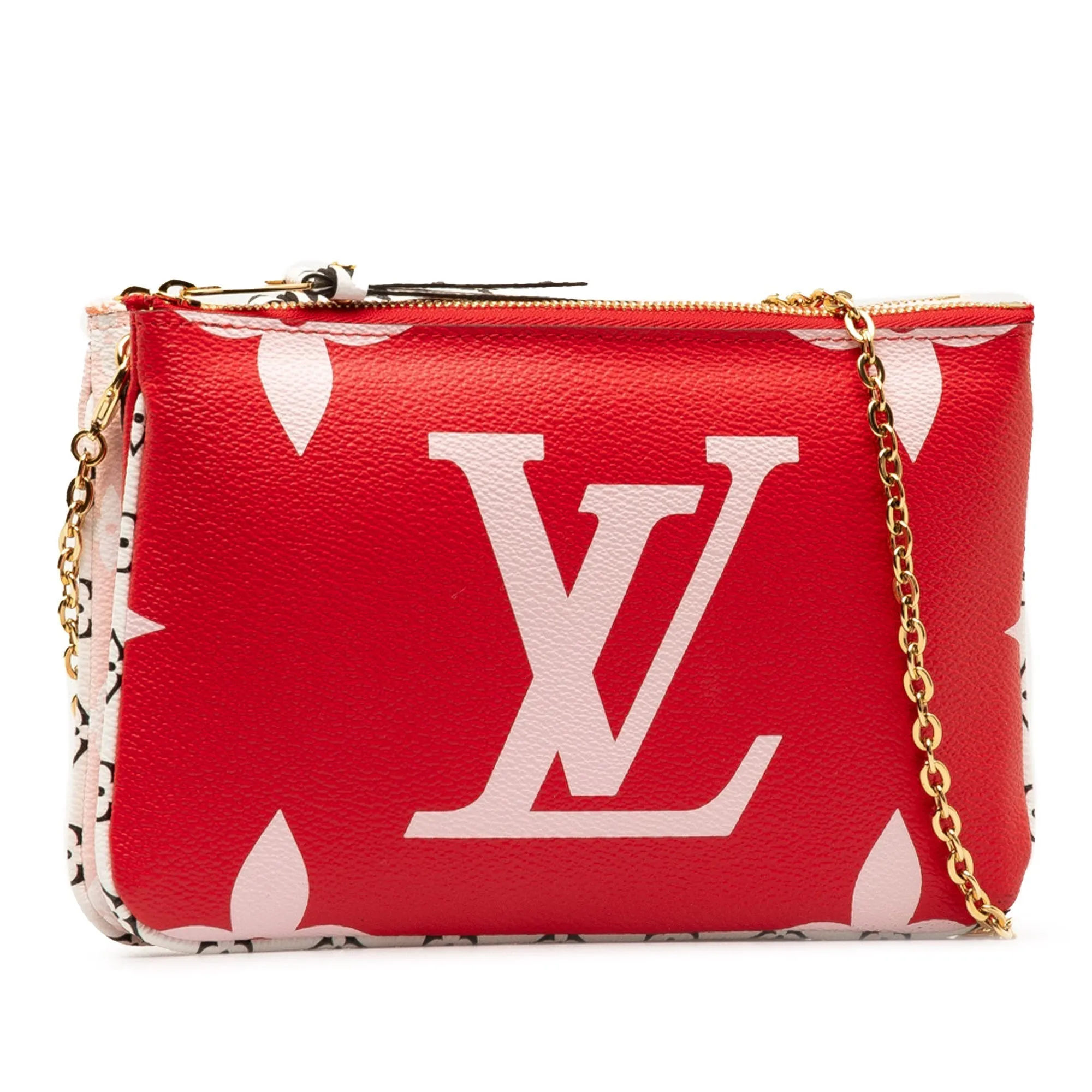 Red Louis Vuitton Monogram Giant Jungle Pochette Double Zip Crossbody Bag