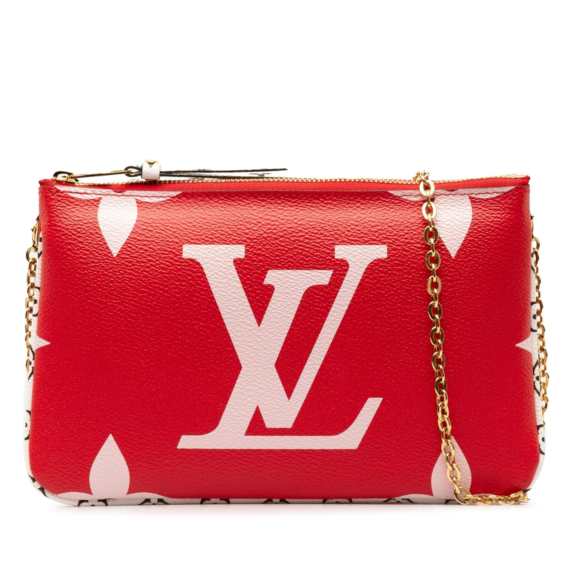 Red Louis Vuitton Monogram Giant Jungle Pochette Double Zip Crossbody Bag