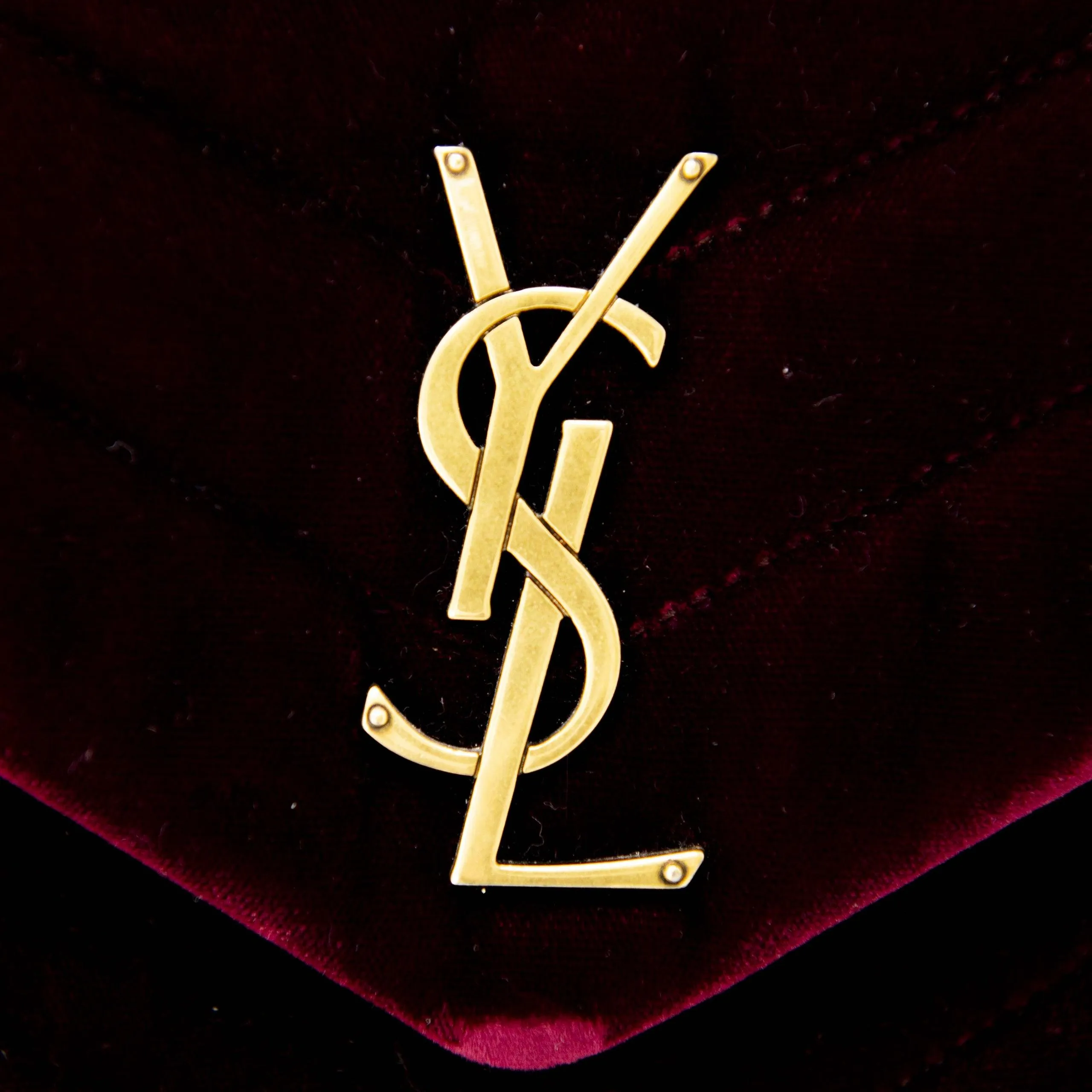 Saint Laurent Burgundy Velvet Small Loulou Bag