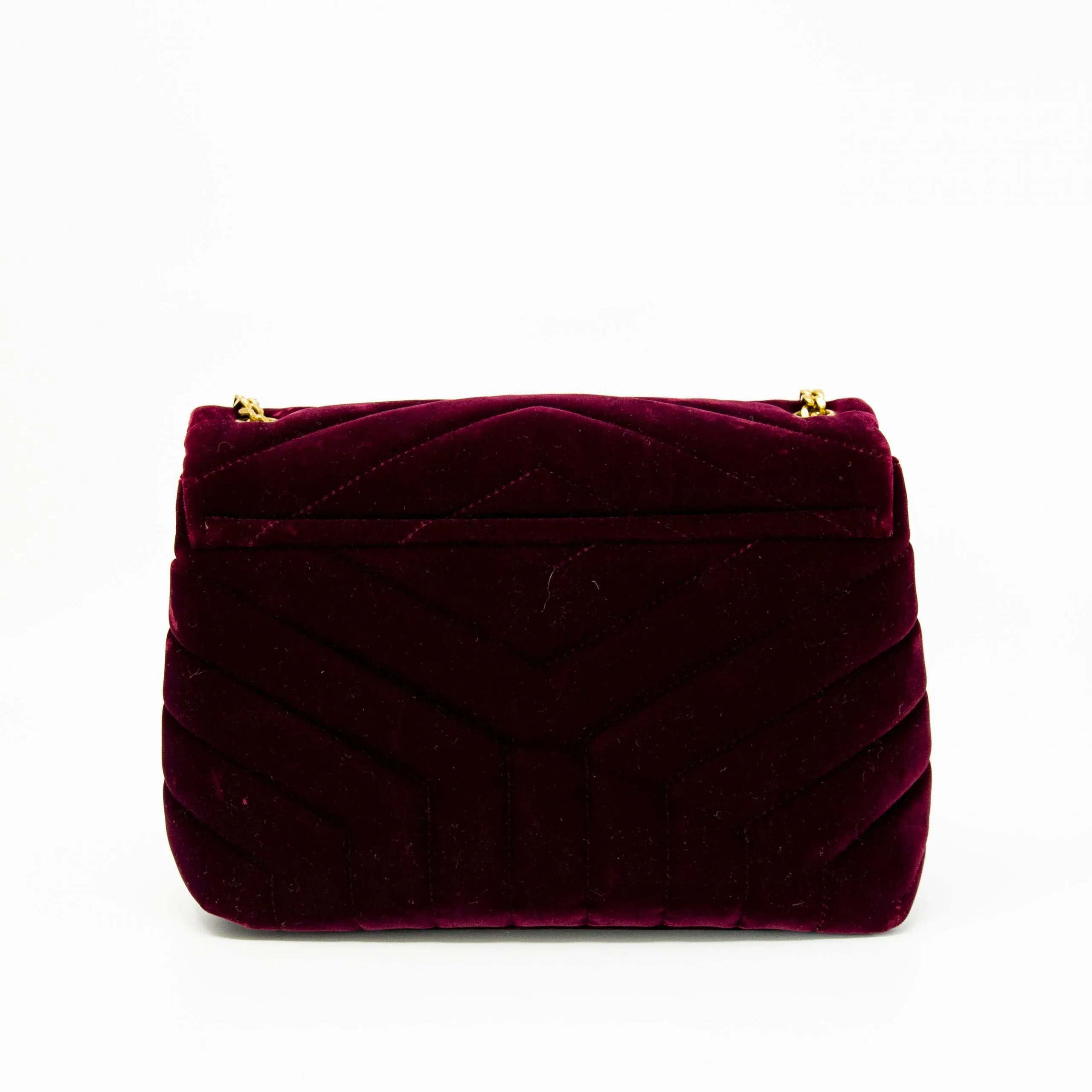 Saint Laurent Burgundy Velvet Small Loulou Bag