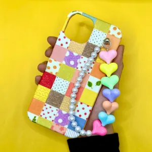 Silly Patchwork Heart Fall Chain Phone Case