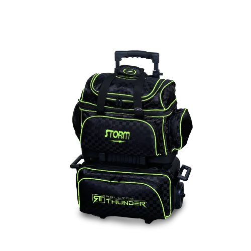 Storm Rolling Thunder 4 Ball Roller Checkered Bowling Bag Black/Lime