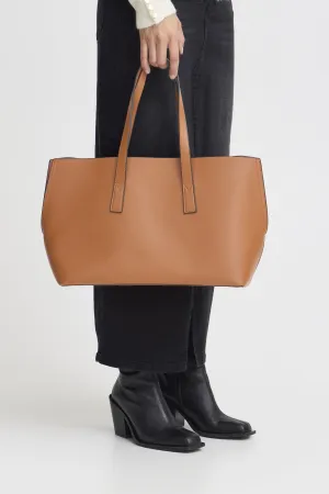 STRUCTURED COGNAC TOTE BAG