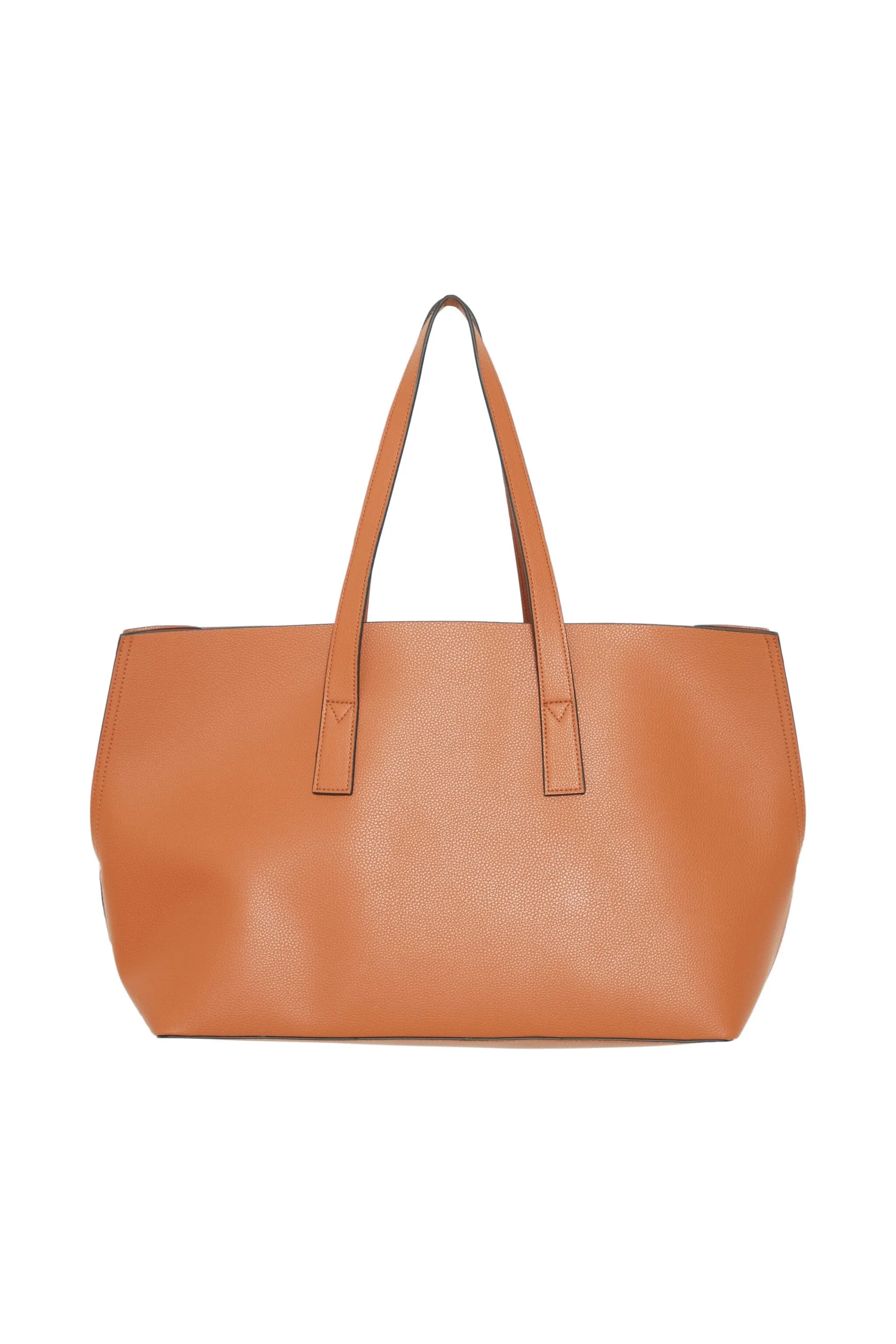 STRUCTURED COGNAC TOTE BAG