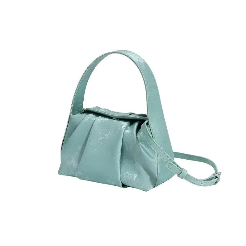 Sustainable Elegance Satin Cowhide Dumpling Handbag