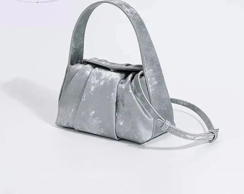 Sustainable Elegance Satin Cowhide Dumpling Handbag