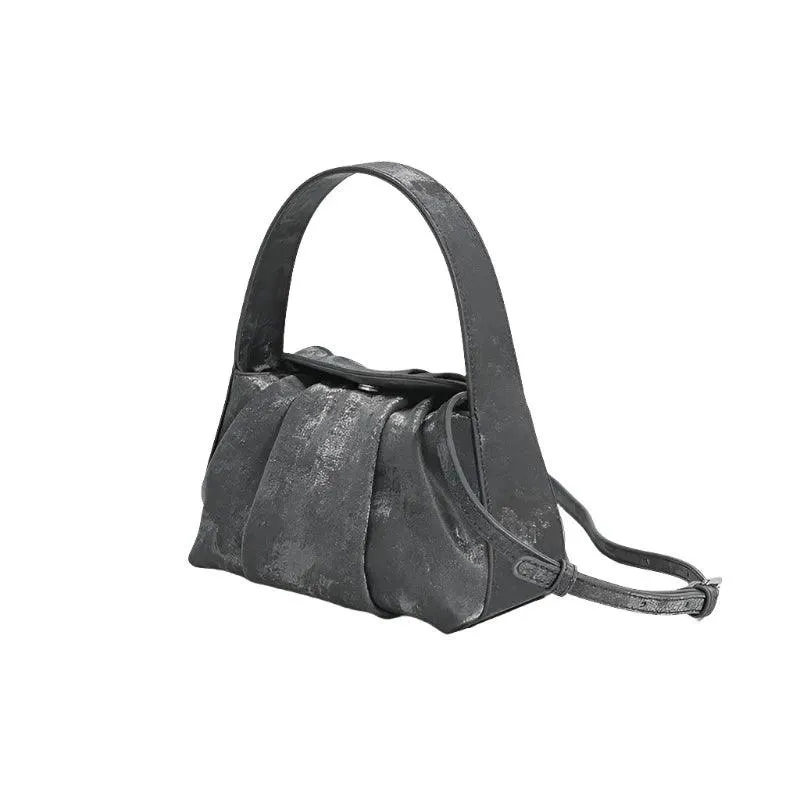 Sustainable Elegance Satin Cowhide Dumpling Handbag