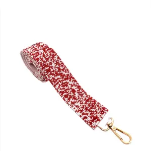 The Courtney Hand Beaded Confetti Strap RED and WHITE