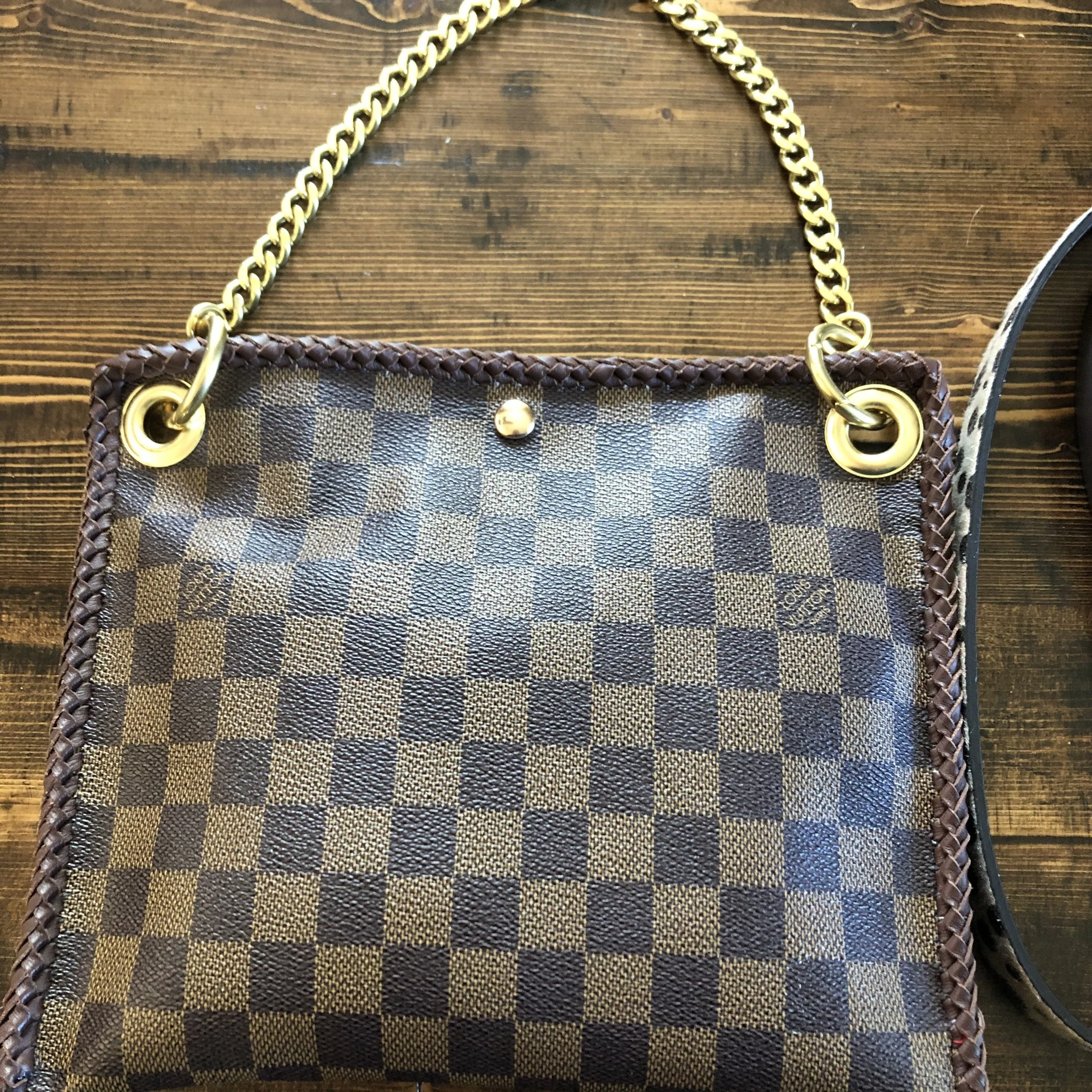 The Nuthatch - Vintage Damier Crossbody with Cheetah Strap