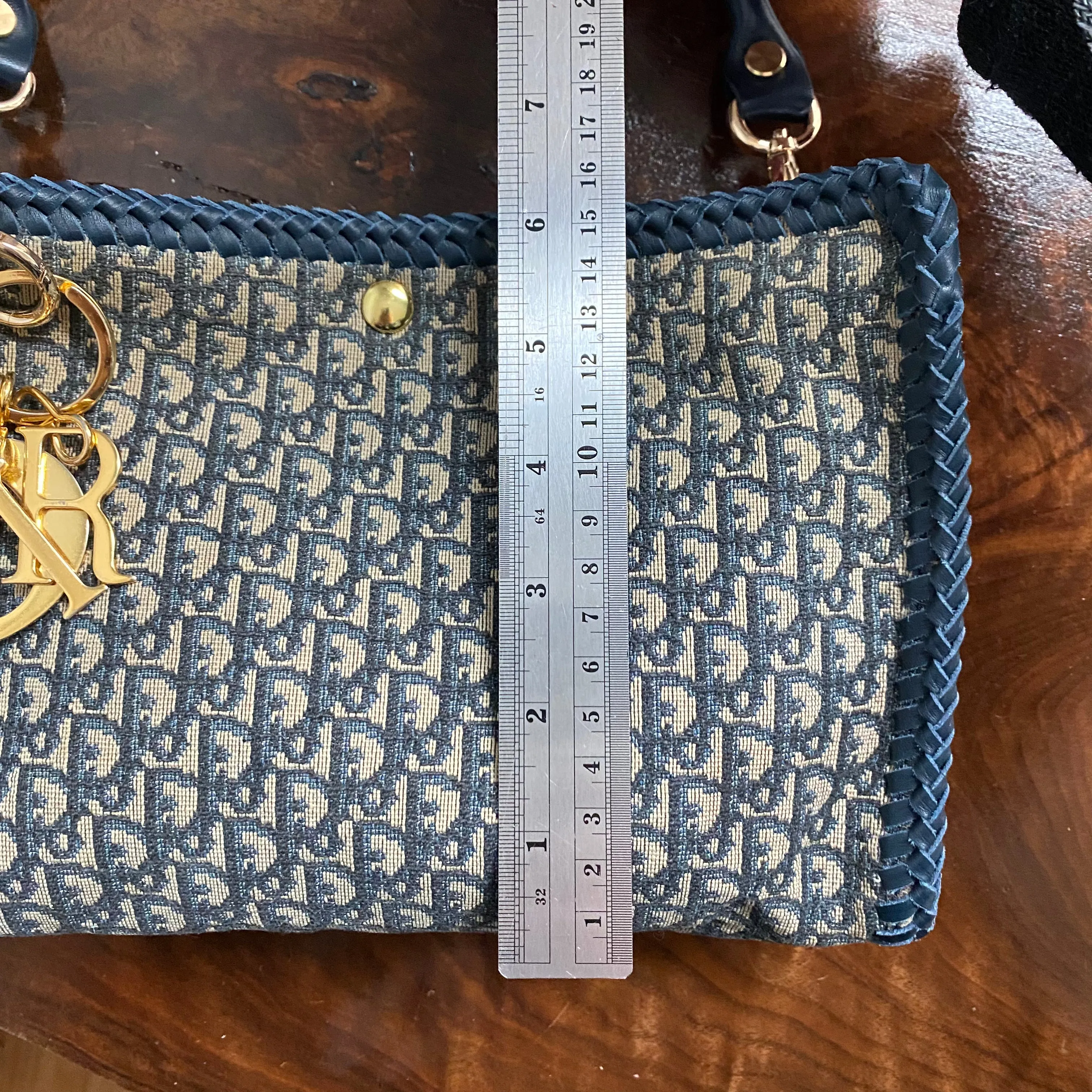 The Swan Crossbody/Tote - Vintage Dior Trotter Canvas in Navy (TWO straps!)